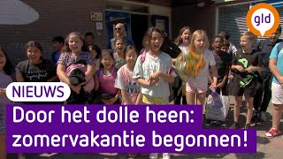 Basisscholieren luiden hard joelend de zomervakantie in [upl. by Airdnaxela]