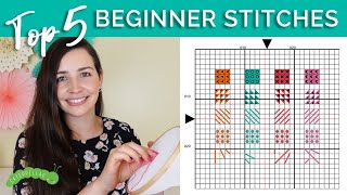 Top 5 Cross Stitches for Beginners  Caterpillar Cross Stitch [upl. by Lemej]