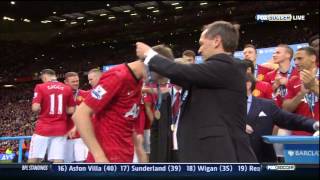 Manchester United 2013 Barclays Premier League trophy presentation [upl. by Nirtiak]