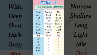 Word vs Synonym vs Antonym Part 5  English Grammer learnenglish [upl. by Xenophon743]