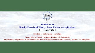 Density Functional Theory From Theory to Applications  Session 1 Solid state  crystals [upl. by Dikmen]