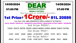 DEAR LOTTERY RESULT 1PM 14092024  NAGALAND LOTTERY RESULT [upl. by Wiener]