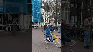 POV tourists trying to cross the street in amsterdam 😳🚴‍♂️ shorts skit amsterdam relatable [upl. by Blight]