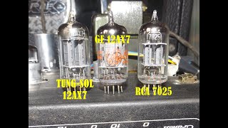 RCA 7025 vs GE 12AX7 vs TUNG SOL 12AX7 vs 3 RCA 12AT7 Tube Tone Comparison [upl. by Tiemroth]