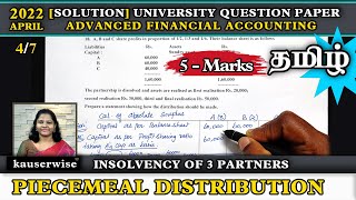 Piecemeal Distribution  Insolvency of 3 Partners  Dissolution of a partnership firm  தமிழ் [upl. by Rida]