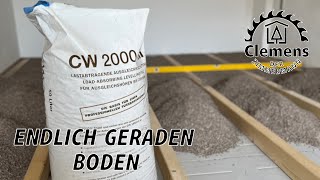 Schritt für Schritt Schiefen Boden ausgleichen mit Balkenlage und Ausgleichsschüttung mit Cemwood [upl. by Bartie]