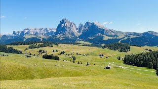 Italy Ortisei  Seiser AlmAlpe di Siusi up to 2000m alpine meadows with walking trails [upl. by Ahsinev767]