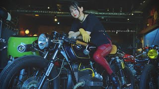 感極まる、新カフェレーサー。｜BMW R100RS HONDA CBX1000 CafeRacer Girl [upl. by Kcin]