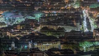 Public Service Hall seen from viewpoint in Tbilisi city illuminated at night timelapse Georgia [upl. by Selimah741]