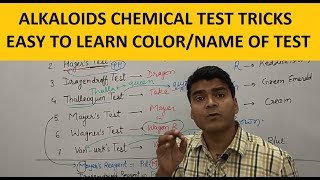 Alkaloid Chemical Test Tricks  MCQ on Phytochemical test of Alkaloids  Tricks of Pharmacognosy [upl. by Meraree]