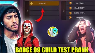 Badge 99 v badge guild test prank on random youtuber😱 he call me hacker  Garena free fire [upl. by Honig100]