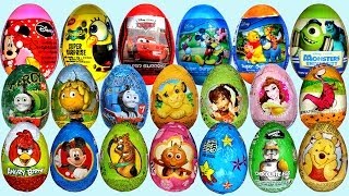 21 Surprise Eggs Kinder Surprise Kinder Joy Disney Pixar Cars 2 Thomas amp Friends Spongebob [upl. by Herzog782]