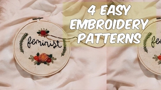 Embroidery for Beginners 4 Easy Patterns [upl. by Aserat]