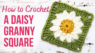 How to Crochet a Daisy Granny Square  Step by Step  US Terms [upl. by Etteragram]