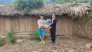 Orphan boy  Thank you donors for the special gift when its cold Harvesting corn into the house [upl. by Gordy]