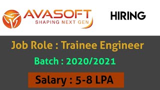 AvaSoft Hiring Graduates for the Role of Trainee Engineer [upl. by Enihpad]