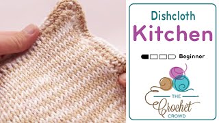 Tunisian Knit Stitch Dishcloth  BEGINNER  The Crochet Crowd [upl. by Silber985]