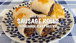 EASY RECIPE  SAUSAGE ROLLS with homemade flaky pastry [upl. by Ahsenet]