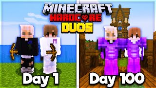 We Survived 100 Days In DUO Hardcore Minecraft And Heres What Happened [upl. by Aipotu]