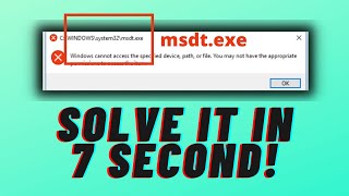 how to solve msdtexe error windows 10system 32 error windows 10 [upl. by Crescin407]