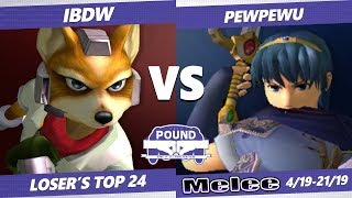 Pound 2019 SSBM  ACE IBDW Fox VS CLG PewPewU Marth Smash Melee Top 24 Losers [upl. by Eneri]