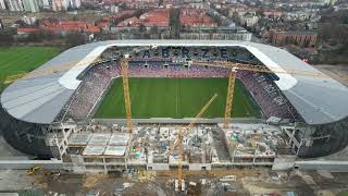 Mostostal Zabrze  GPBP SA  dokończenie budowy stadionu im Ernesta Pohla w Zabrzu  styczeń 2024 [upl. by Grand]