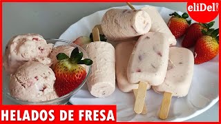 CÓMO HACER HELADOS DE FRESA CON CREMA🍓 [upl. by Ahsiekan681]