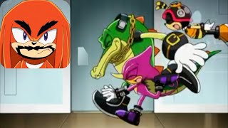 Sonic X Comparison Knuckles Attacks Team Chaotix As Payback Japanese VS English [upl. by Iad]