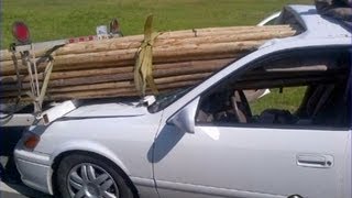 Car Impaled By Wooden Poles [upl. by Balfour]