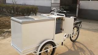 stainless steel ice cream bike food cart cargo bicycle customizable for sale [upl. by Tsiuqram]