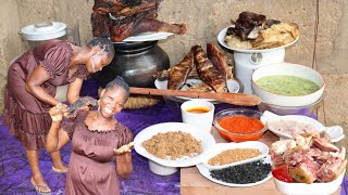 Cooking The Perfect Ogbono Soup Recipe  African Food Show  primitive cooking food trending [upl. by Lonier]