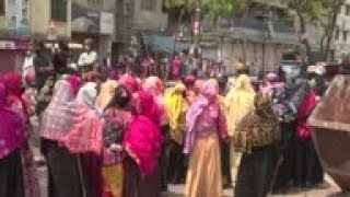 Dhaka garment workers demand unpaid wages [upl. by Aisatsana]