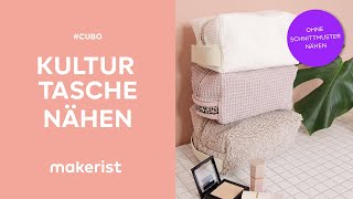 Kulturtasche Cubo ohne Schnittmuster nähen makerist easy DIY [upl. by Hsizan863]