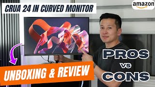 CRUA 24 inch 144hz180hz Curved Gaming Monitor Review amp Unboxing in under 2 minutes  Amazoncom [upl. by Ayhdiv]