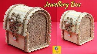 DIY Jewellery Box made from Jute Rope and Popsicle Sticks  Jute Jewellery Box  Pop Stick Crafts [upl. by Felike]