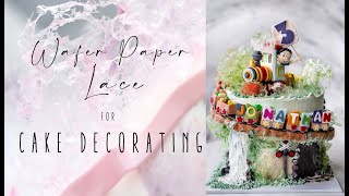 Simple Wafer Paper Lace  Cake Decorating  Edible treesmosssmoke  威化纸蕾丝  蛋糕装饰 [upl. by Ardnasella]