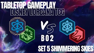 Emerald Sapphire vs Ruby Sapphire Disney Lorcana TCG Match Best of 2 Gameplay Tabletop Set 5 Meta [upl. by Nivrehs542]