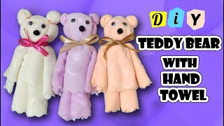 DIY teddy bear with hand towel  towel teddy bear  toy for kids  handmade teddy bear  DIY dazzle [upl. by Quartana]