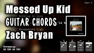 Messed Up Kid Guitar Chords Lyrics Play Along Zach Bryan [upl. by Kcirddor]