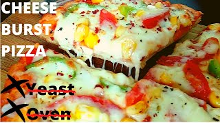 डोमिनोज़ चीज़ बर्स्ट पिज़्ज़ा घर पर कढ़ाई में  How to Make Pizza Hut Dominos Recipe Homemade Bread [upl. by Ldnek]