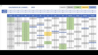 Créer un calendrier dynamique annuel 1  Tuto Excel [upl. by Franza]