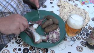 The traditional Swedish way to eat surströmming [upl. by Marjory]