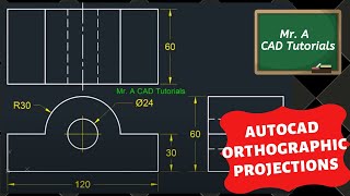 AutoCAD Orthographic Projections Centerlines amp Hidden Lines [upl. by Rebekkah]