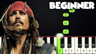 Hes A Pirate  Pirates Of The Caribbean  BEGINNER PIANO TUTORIAL  SHEET MUSIC by Betacustic [upl. by Katrine]