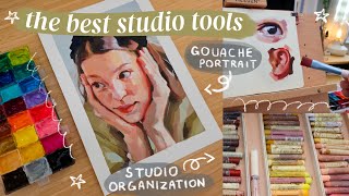 New Art Studio Supplies  Painting a Portrait in Gouache [upl. by Sundstrom]