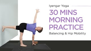 Intermediate Iyengar Yoga30 Mins Morning PracticeBalancing amp Hip Mobility [upl. by Hillie]