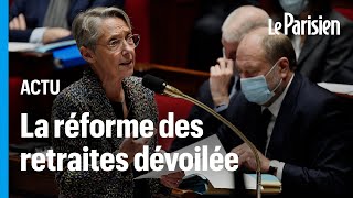 Réforme des retraites  âge légal pension minimum régimes spéciaux… les annonces d’Élisabeth Borne [upl. by Ynatsed226]