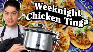 Crockpot Chicken Tinga  An Essential Mexican Recipe [upl. by Anana]