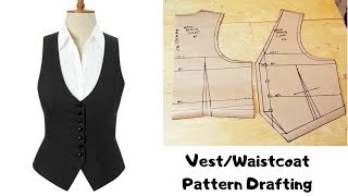 How to make Waistcoat  Vest Jacket  Ladies and Gents Jacket  Pattern drafting tutorial [upl. by Grider]