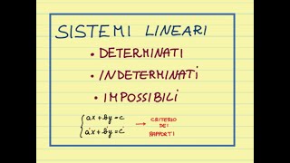 SISTEMI IMPOSSIBILI INDETERMINATI DETERMINATI il criterio dei rapporti [upl. by Wurtz]